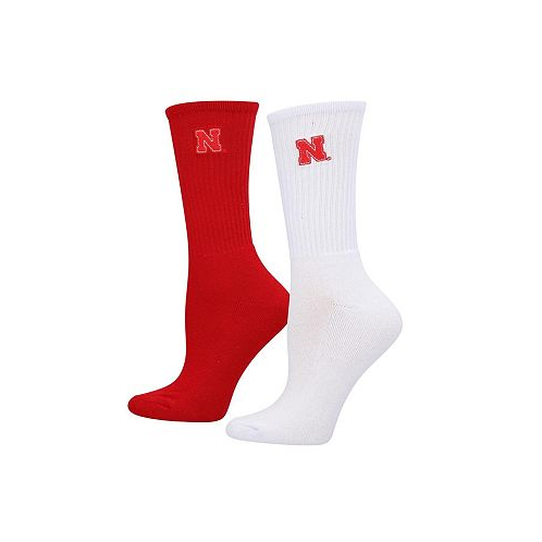 ZooZatz Womens Red White Nebraska Huskers 2-Pack Quarter-Length Socks