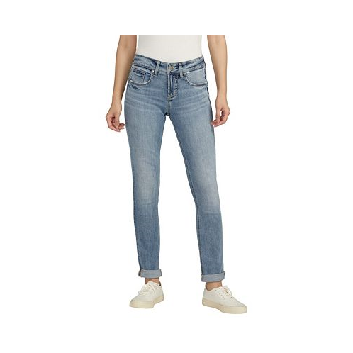Silver Jeans Co. Womens Girlfriend Mid Rise Slim Leg Jeans