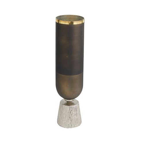 Rosemary Lane Glass Colorblock Candle Holder with Gold-Tone Accents and Textured Silver-Tone Base 6 x 6 x 20