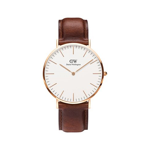 Daniel Wellington Mens Classic Mawes Brown Leather Watch 40mm