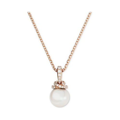 Swarovski Rose Gold-Tone Pave & Imitation Pearl Pendant Necklace 15 + 2 extender