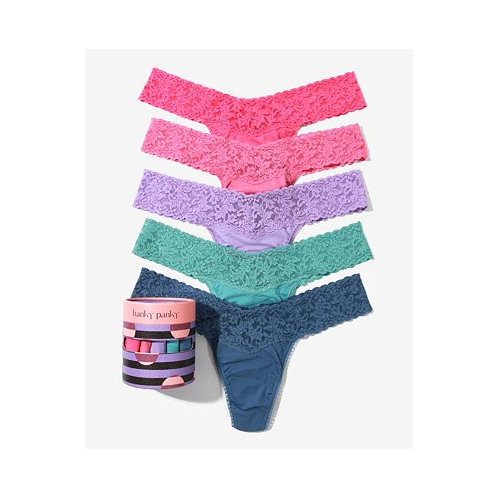 Hanky Panky Womens Holiday 5 Pack Supima Cotton Low Rise Thong Underwear