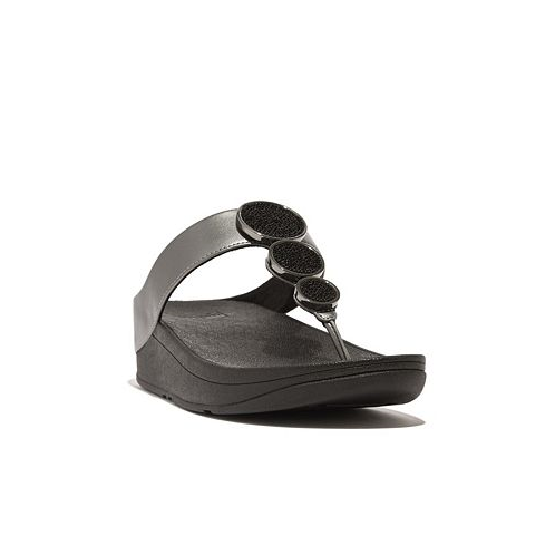 FitFlop Womens Halo Bead-Circle Metallic Toe-Post Sandals