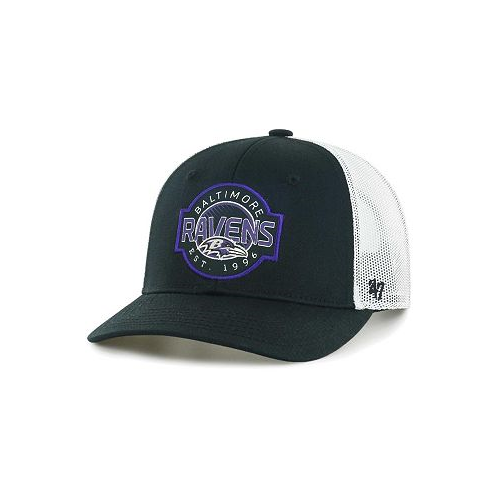 47 Brand Youth Boys and Girls Black White Baltimore Ravens Scramble Adjustable Trucker Hat