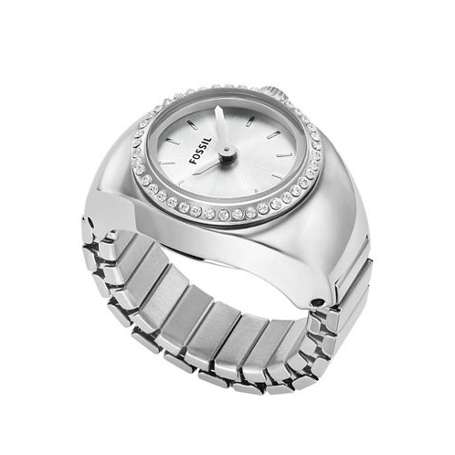 Fossil Womens Watch Ring Two-Hand Silver-Tone Stainless Steel 15mm