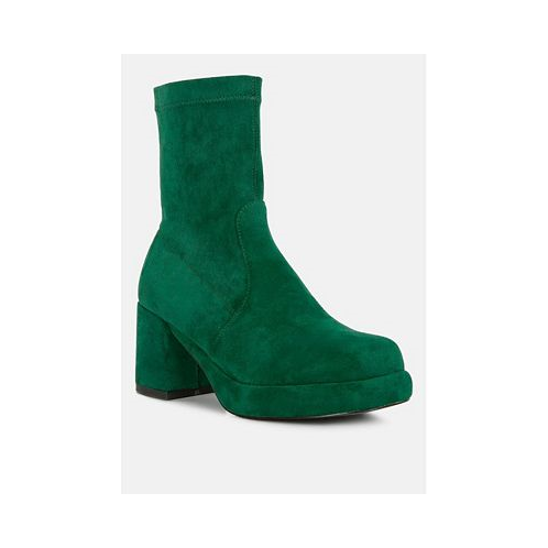 Rag & Co TWO-CUBES Womens Suede Platform Ankle Boots