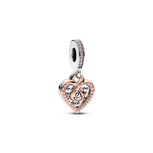 Pandora Cubic Zirconia Two-Tone Infinity Heart Double Dangle Charm