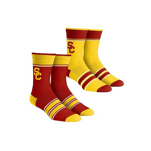 Rock Em Youth Boys and Girls Socks USC Trojans Multi-Stripe 2-Pack Team Crew Sock Set