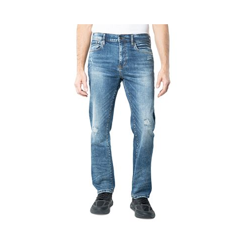 Lazer Mens Straight-Fit Stretch Destroyed Jeans