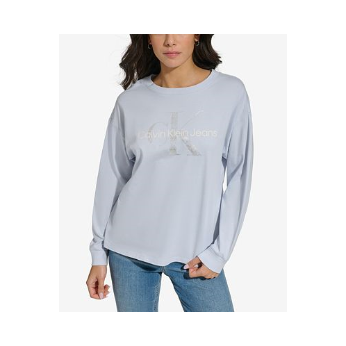 Calvin Klein Jeans Womens Monogram Logo Long-Sleeve T-Shirt