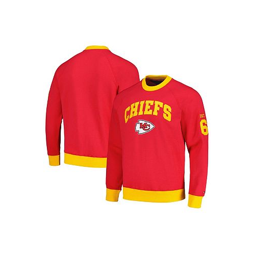 Tommy Hilfiger Mens Red Gold Kansas City Chiefs Reese Raglan Tri-Blend Pullover Sweatshirt