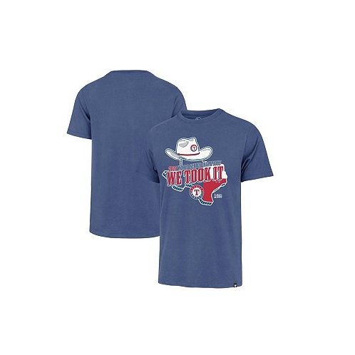 47 Brand Mens Royal Texas Rangers 2023 World Series Champions Local Playoff Franklin T-shirt