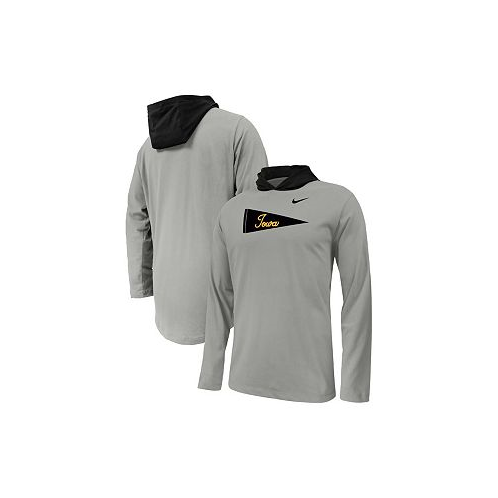 Nike Big Boys Gray Iowa Hawkeyes Sideline Performance Long Sleeve Hoodie T-shirt