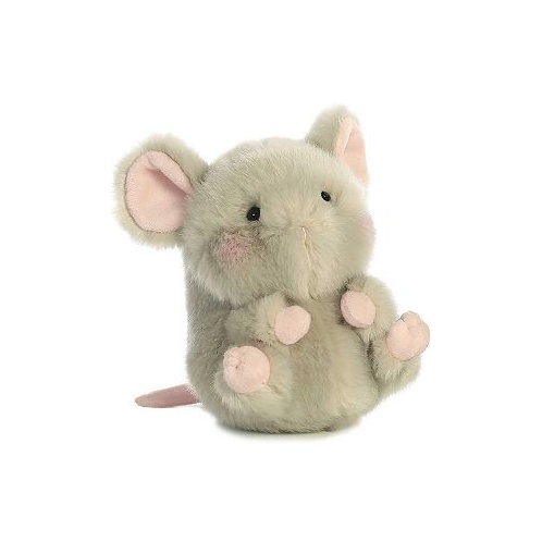 Aurora Mini Frisk Mouse Rolly Pet Round Plush Toy Gray 5