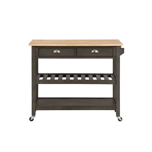 Convenience Concepts American Heritage 45 Wood 3 Tier Butcher Block Kitchen Cart