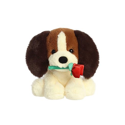 Aurora Small Val Pets A Rose For You Pup Valentine Heartwarming Plush Toy Brown 9