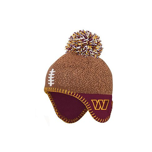 Outerstuff Infant Boys and Girls Brown Washington Commanders Football Head Knit Hat with Pom