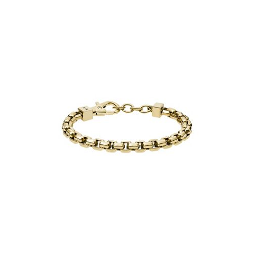 Armani Exchange Mens Gold-Tone Stainless Steel Chain Bracelet