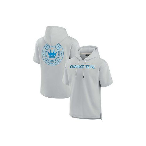 Fanatics Signature Mens and Womens Gray Charlotte FC Super Soft Fleece Short Sleeve Pullover Hoodie