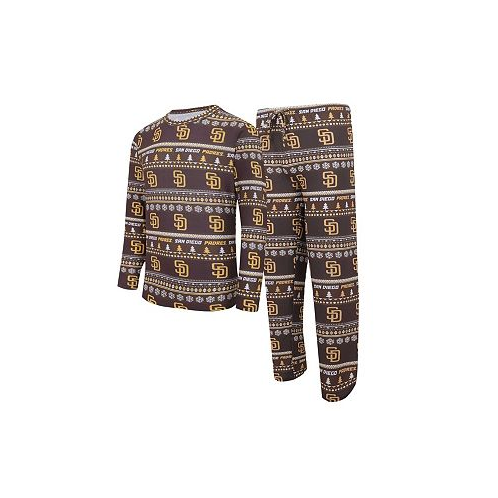 Concepts Sport Mens Brown San Diego Padres Knit Ugly Sweater Long Sleeve Top and Pants Set
