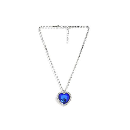 SOHI Womens Blue Heart Stone Pendant Necklace