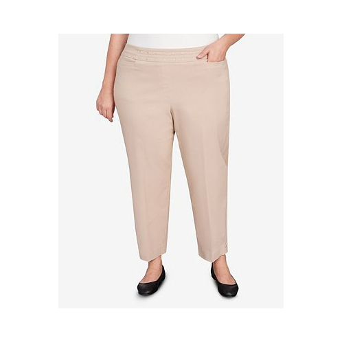 Alfred Dunner Plus Size Neutral Territory Embellished Waist Short Length Pants