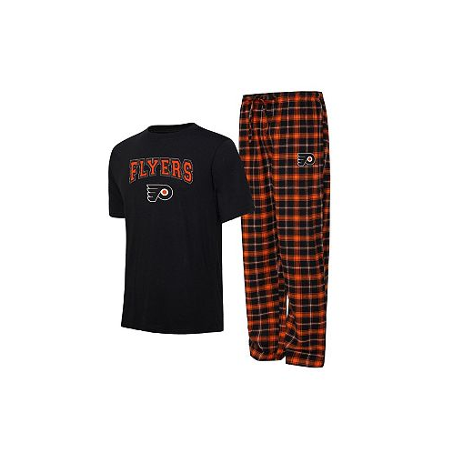 Concepts Sport Mens Black Orange Philadelphia Flyers Arctic T-shirt and Pajama Pants Sleep Set