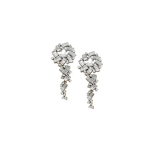 SOHI Womens Silver Embellished Drop Earrings