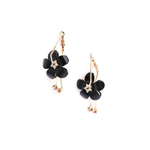 SOHI Womens Black Flower Drop Earrings