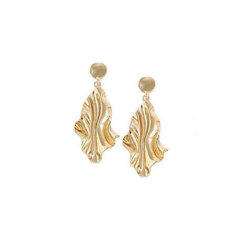 SOHI Womens Gold Metallic Ripple Drop Earrings