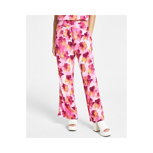 Bar III Womens Floral-Print Wide-Leg Pants