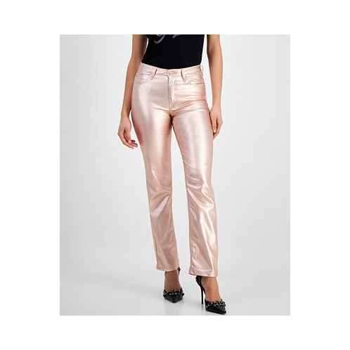 GUESS Womens 1981 Metallic Straight Jeans