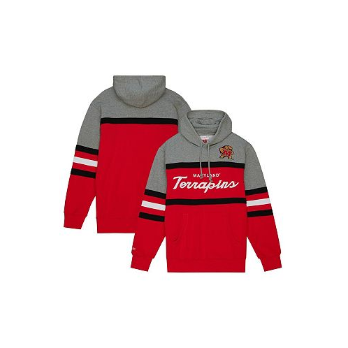 Mitchell & Ness Mens Red Maryland Terrapins Head Coach Pullover Hoodie