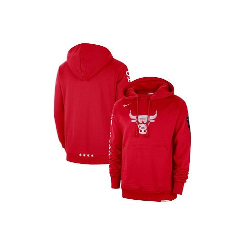 Nike Mens Red Distressed Chicago Bulls 2023/24 City Edition Courtside Standard Issue Pullover Hoodie