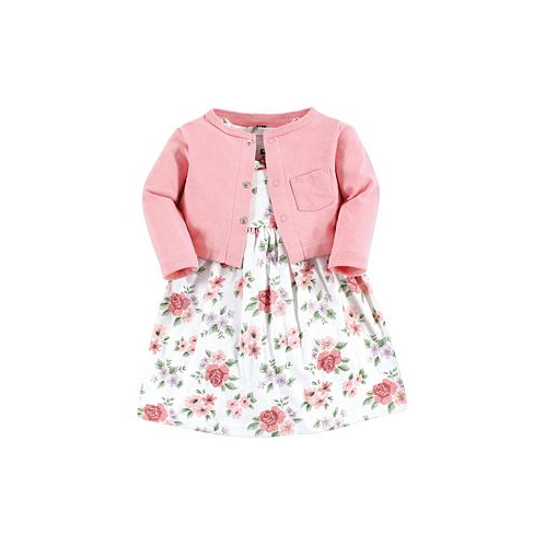 Hudson Baby Toddler Girl Cotton Dress and Cardigan Set Vintage-like Floral
