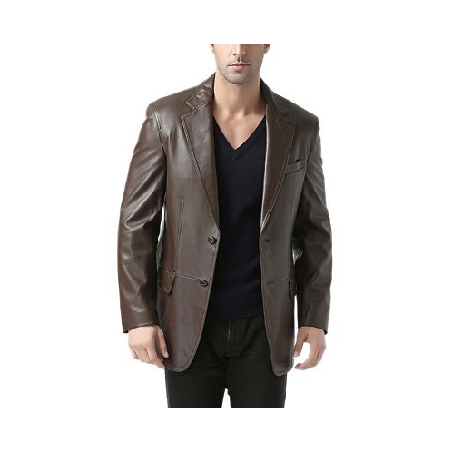 BGSD Men Two-Button Leather Blazer - Big and Tall
