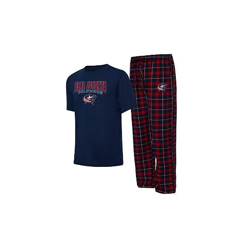 Concepts Sport Mens Navy Red Columbus Blue Jackets Arctic T-shirt and Pajama Pants Sleep Set