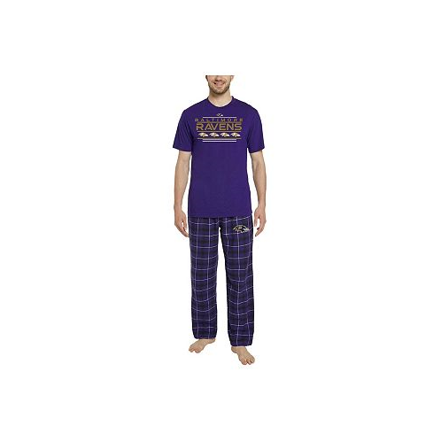 Concepts Sport Mens Purple Black Baltimore Ravens Arctic?T-shirt and Flannel Pants Sleep Set