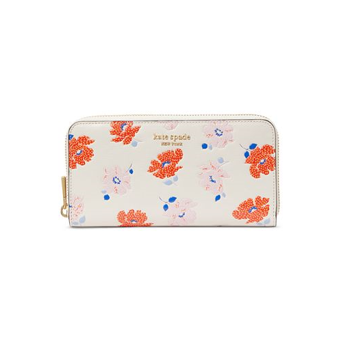 Kate spade new york Morgan Dotty Floral Embossed Saffiano Leather Zip Around Continental Wallet