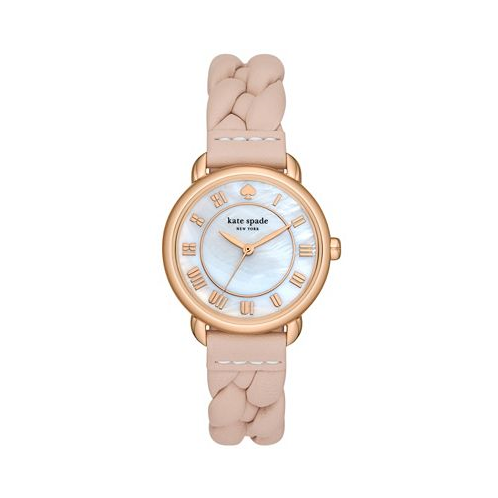 Kate spade new york Womens Lily Avenue Three Hand Pink Leather Watch 34mm