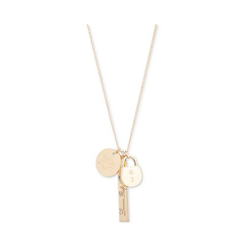 POLO Ralph Lauren Gold-Tone Script Charm Pendant Necklace 24 + 3 extender