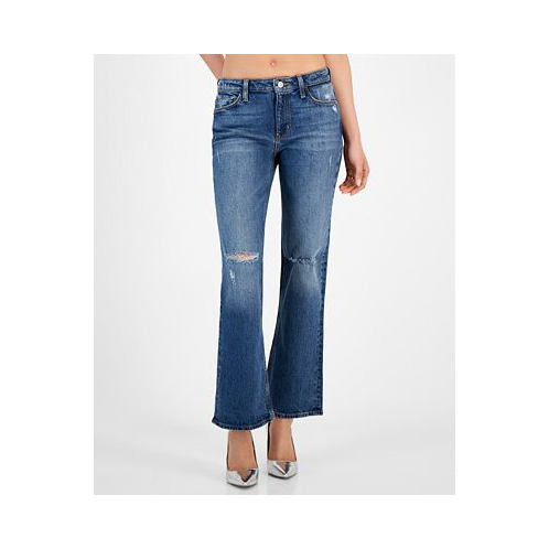GUESS Womens Distressed Faded Bootcut Jeans