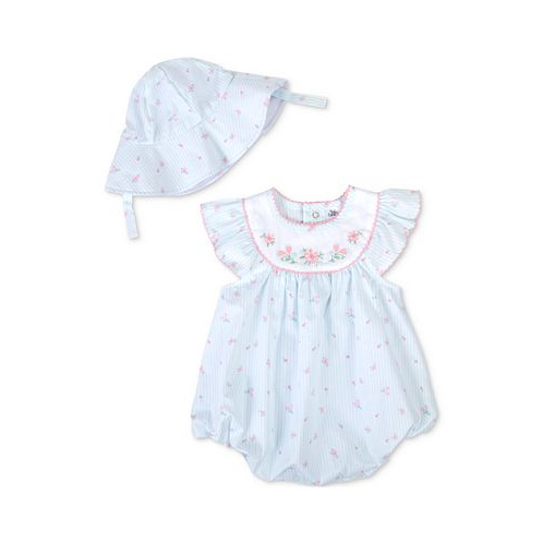Baby Essentials Baby Girls Woven Cotton Floral-Print Romper and Hat 2 Piece Set