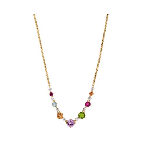 Eliot Danori 18k Gold-Plated Multicolor Mixed Stone Statement Necklace 15 + 3 extender