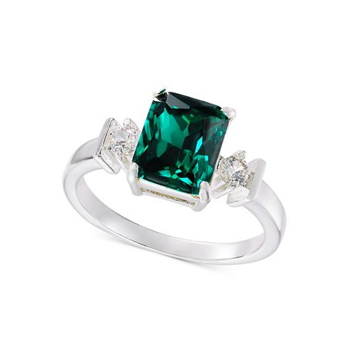 Charter Club Silver-Tone Cubic Zirconia & Emerald-Cut Color Crystal Ring