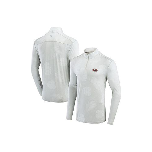 Tommy Bahama Mens Gray San Francisco 49ers Delray Frond IslandZone Half-Zip Sweatshirt
