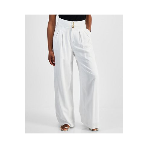 Bar III Petite High Rise Pleat-Front Wide Leg Pants