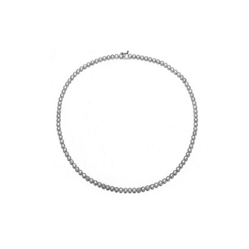 Genevive Sterling Silver with White Gold Plated Clear Round Cubic Zirconia Milgrain Bezel Tennis Necklace