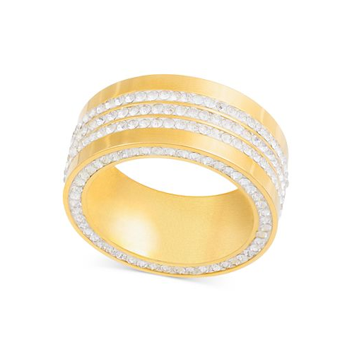 LEGACY for MEN by Simone I. Smith Mens Crystal Wide Band in Gold-Tone Ion-Plated Stainless Steel