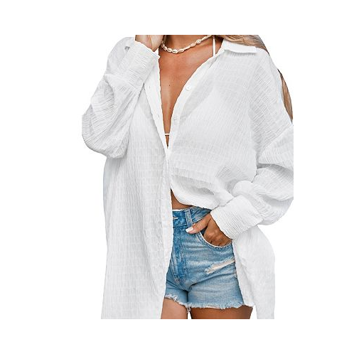 CUPSHE Womens Oversized Shirt Dress Cover-Up